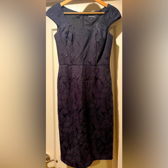 Adrianna Papell Jacquard Cap Sleeve Sheath Dress, Black, Size 4, EUC - Picture 1 of 10